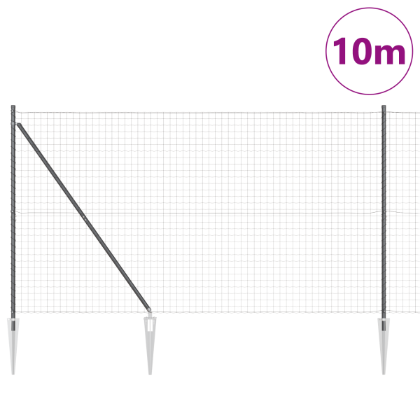 Cerca Euro de  con 7 postes de pica 1.6x10 m de acero galvanizado gris M 3