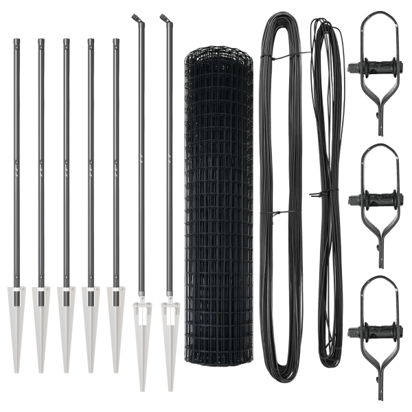 Cerca Euro com 7 Postes de Ponta 1.4x10 m de Aço Galvanizado Cinza M 4