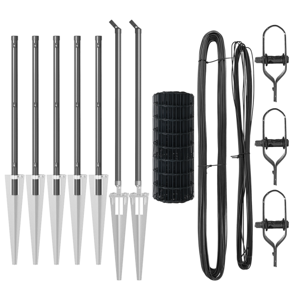 Cerca Euro de  con 7 postes de espiga de 0.8x10 m de acero galvanizado gris M 4