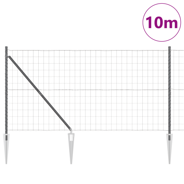 Euro Fence con 7 Postes de Pica 1.2x10 m Acero Galvanizado Gris M 3