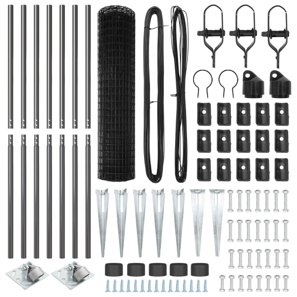 Cerca  Euro con 7 postes spike 1.4x10 m Acero Galvanizado Gris M 5