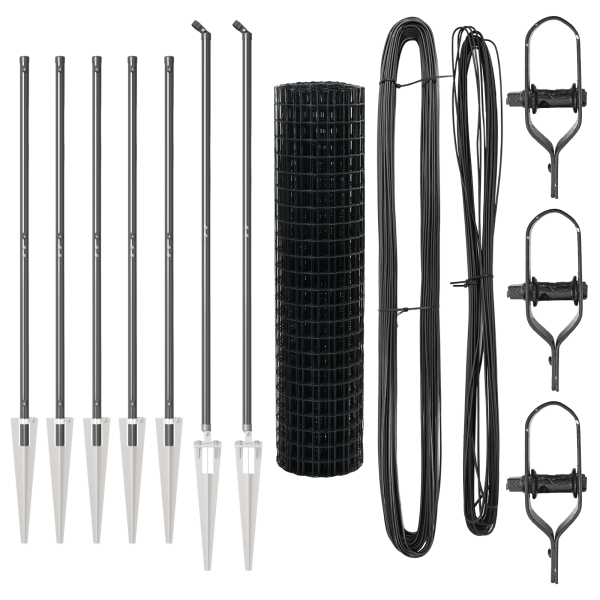 Cerca Euro de  con 7 postes de espiga 1.4x10 m de acero galvanizado gris M 4