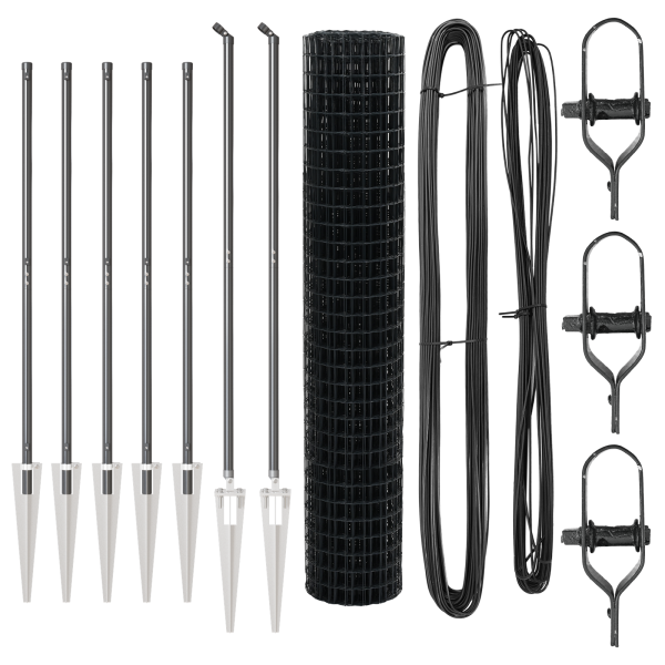 Cerca Euro de  con 7 postes de punta 1.6x10 m en acero galvanizado gris M 4