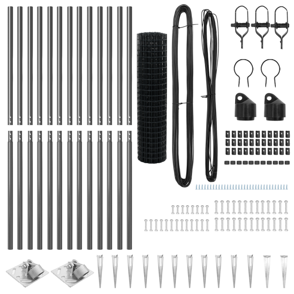 Cerca Euro con 13 Postes de Espiga 1.2x25 m Acero Galvanizado Gris M 5