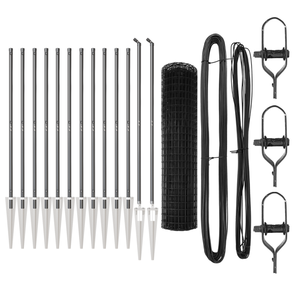 Cerca Euro de  con 13 postes con pica 1.2x25 m de acero galvanizado gris M 4