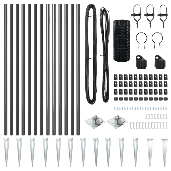 Cerca Euro de  Set de 2 Gris Metal 25 x 1 m Duradera M 5