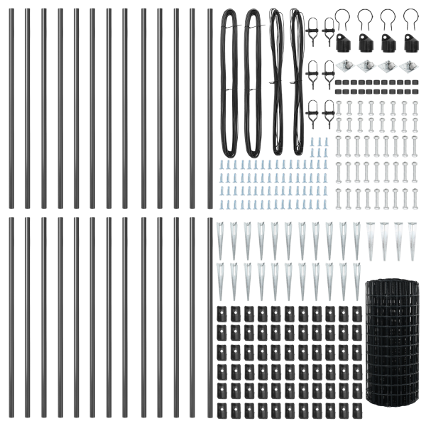 Cerca Europea  con 13 Postes de Pica 0.4x50 m Acero Galvanizado Gris M 5