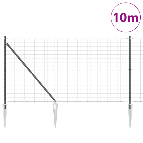 Cerca Euro com 7 Postes de Espeto 1.4x10 m Aço Galvanizado Cinza M 3