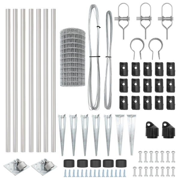Cerca Euro con 7 postes en pico 1x10 m de acero galvanizado M 5