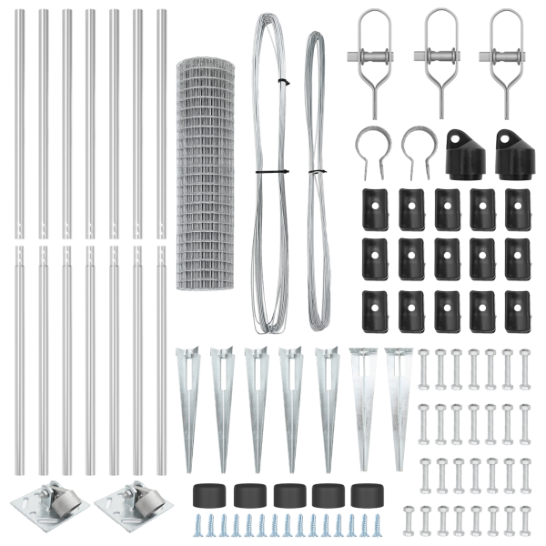 Cerca Euro  con 7 Postes con Pico 1.2x10 m Acero Galvanizado M 5