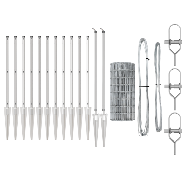 Cerca Euro con 7 postes de pica 1x10 m Acero galvanizado M 4