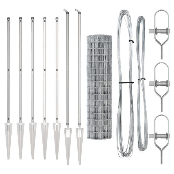 Cerca Euro  con 7 Postes con Picas 1.2x10 m Acero Galvanizado M 4