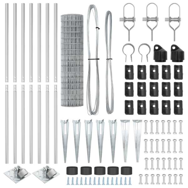 Cerca Euro  con 7 Postes con Picas 1.2x10 m Acero Galvanizado M 5