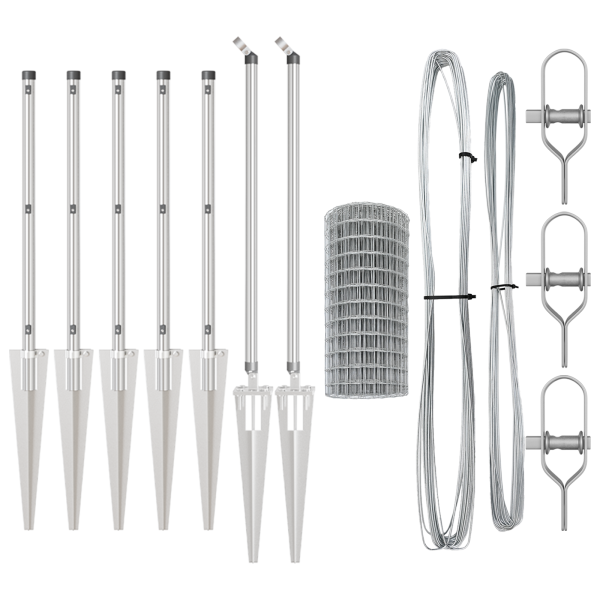 Valla Euro con 7 postes de pica 0.6x10 m Acero galvanizado M 5