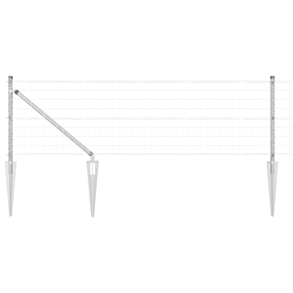 Cerca Euro de  con 13 Postes de Espiga 0.8x25 m Acero Galvanizado M 2