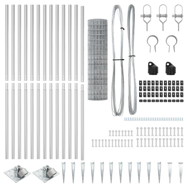 Cerca Euro con 13 postes de pica 1.2x25 m Acero Galvanizado M 5