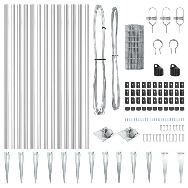Cerca Euro  con 7 postes de púas 1x10 m Acero Galvanizado M 5