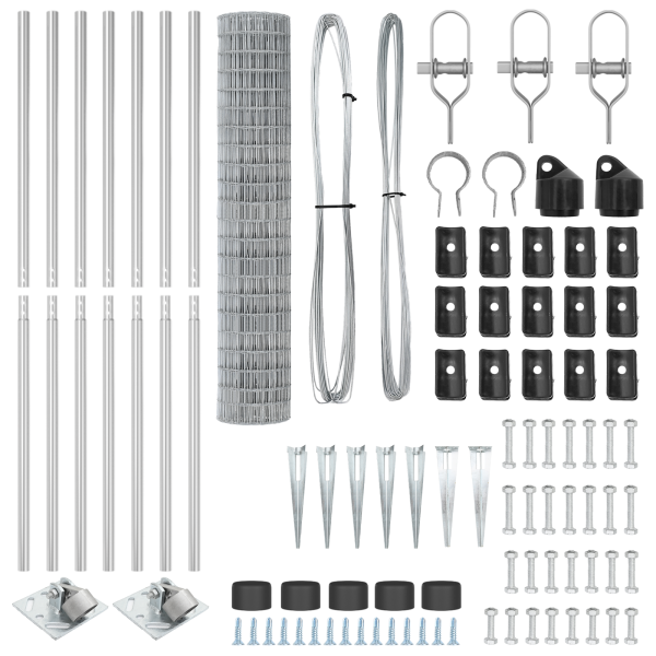 Cerca Euro  con 7 Postes de Espiga 1.6x10 m de Acero Galvanizado M 5