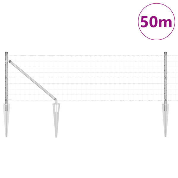 Euro Fence con 13 postes de anclaje 0.4x50 m Acero galvanizado M 3