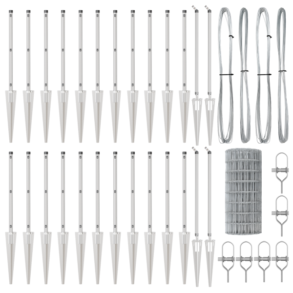 Euro Fence con 13 postes de anclaje 0.4x50 m Acero galvanizado M 5