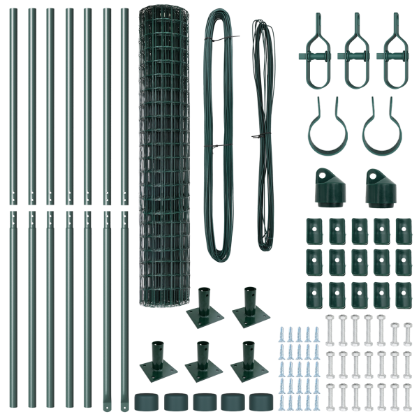 Cerca Euro de  con 7 postes con brida 1.5x10 m de acero galvanizado M 5