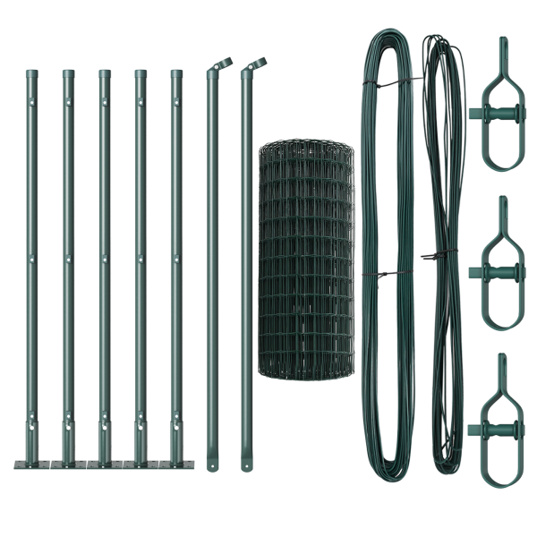 Valla Euro con 7 Postes con Brida 0.4x10 m Acero Galvanizado M 4