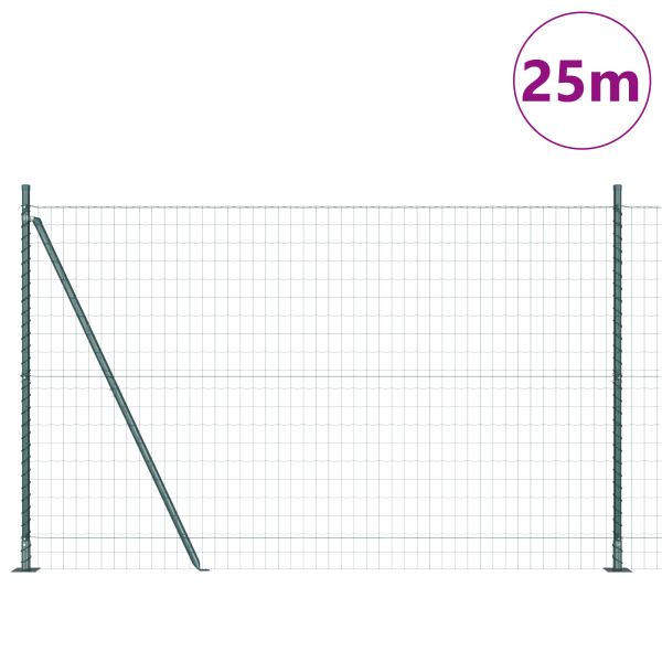 Euro Fence con 13 Postes Flangados 1.2x25 m Acero Galvanizado M 3