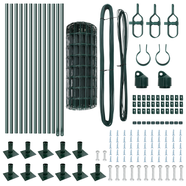 Cerca Euro de  con 13 postes con brida 0.4x25 m de acero galvanizado M 5