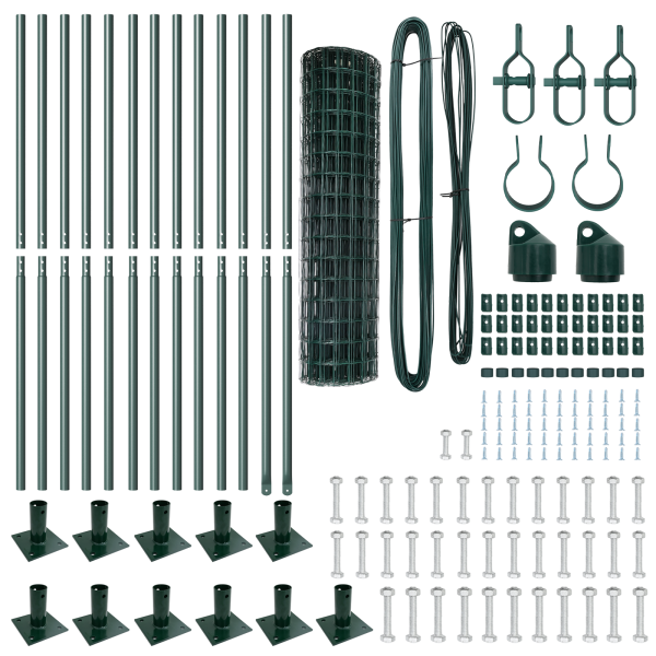 Cerca Europeia com 13 Postes Flangados 0.8x25 m Aço Galvanizado M 5