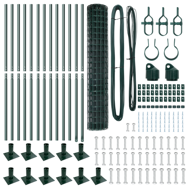 Cerca  Euro con 13 Postes Acanalados 1.2x25 m de Acero Galvanizado M 4