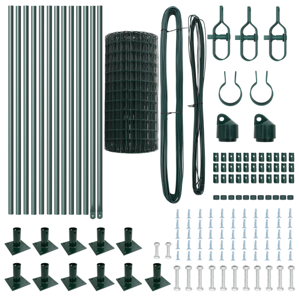 Cerca Euro  con 13 Postes Flanchados 0.4x25 m Acero Galvanizado M 5