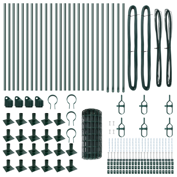 Cerca Euro  con 13 postes flangados 0.4x50 m de acero galvanizado M 5