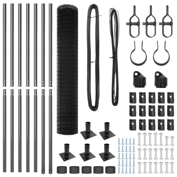 Euro Fence con 7 postes flangiados 1.5x10 m de acero galvanizado M 5