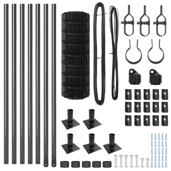Cerca Euro  con 7 Posts Flangados 0.4x10 m de Acero Galvanizado M 5