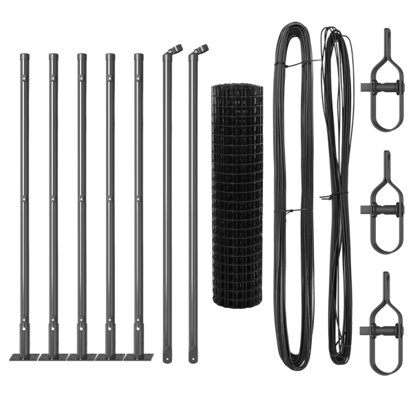Cerca Euro  con 7 Postes Flangados 0.4x10 m de Acero Galvanizado M 4