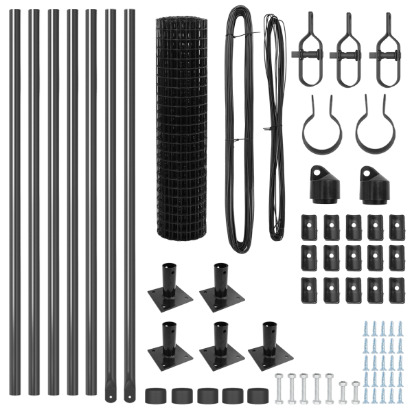 Cerca Euro com 7 Postes Flangeados 0.6x10 m Aço Galvanizado M 5