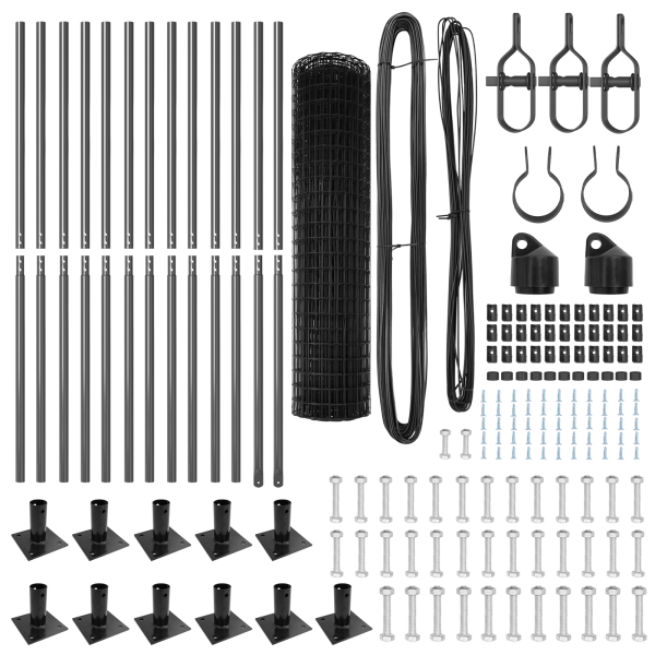 Valla Euro con 13 Posts Flangados 0.8x25 m Acero Galvanizado M 5