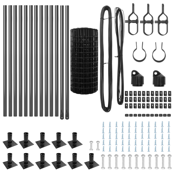 Cerca Euro com 13 Postes Flangeados 0.6x25 m Aço Galvanizado M 5