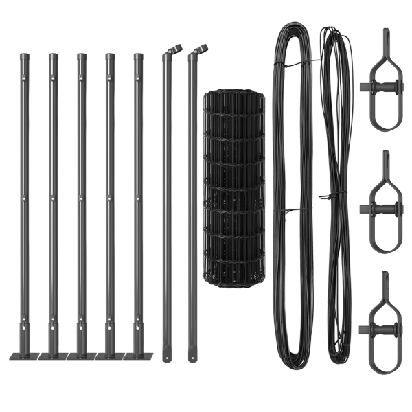 Cerca  Euro con 7 Postes Flanchados 0.4x10 m Acero Galvanizado M 4