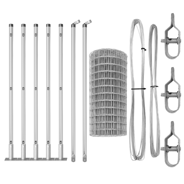 Cerca Euro con 7 Posts Alesados 0.4x10 m Acero Galvanizado M 4