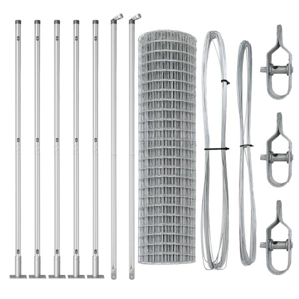 Cerca Euro  con 7 postes con brida de 1.2x10 m de acero galvanizado M 4