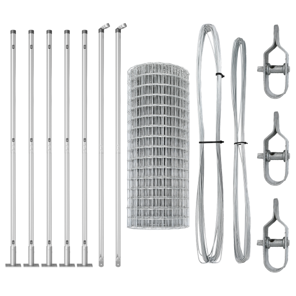 Valla Euro con 7 Poste Flangeados 1.4x10 m Acero Galvanizado M 4