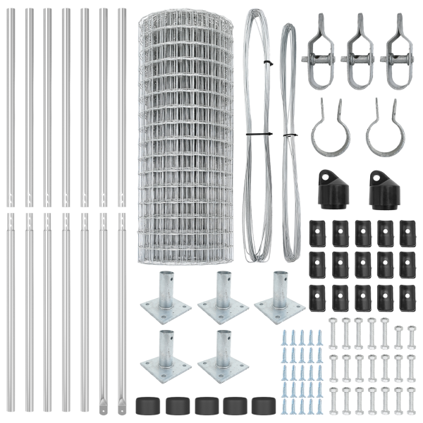 Cerca Euro com 7 Posts Flangeados 1.4x10 m Aço Galvanizado M 5