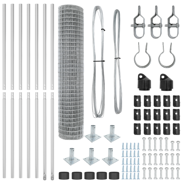 Cerca Euro com 7 Postes Flangeados 1.5x10 m Aço Galvanizado M 5