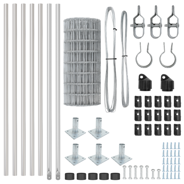 Cerca Euro  con 7 Postes Flangados 0.6x10 m Acero Galvanizado M 5