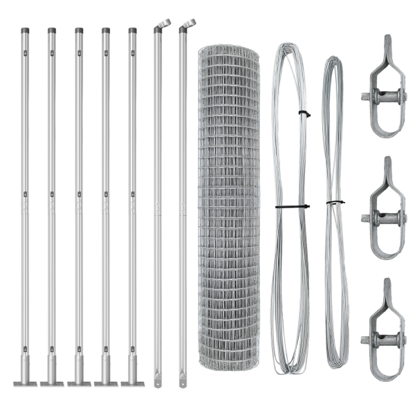 Valla Euro con 7 Postes Flangeados 1.6x10 m Acero Galvanizado M 4