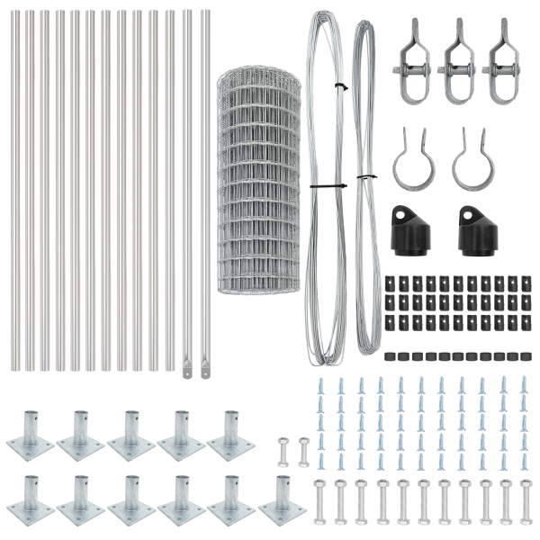 Cerca Euro con 13 postes acoplados 0.6x25 m de acero galvanizado M 5