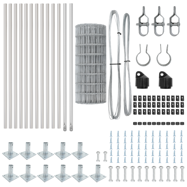 Cerca Euro com 13 Postes Flangeados 0.6x25 m Aço Galvanizado M 5