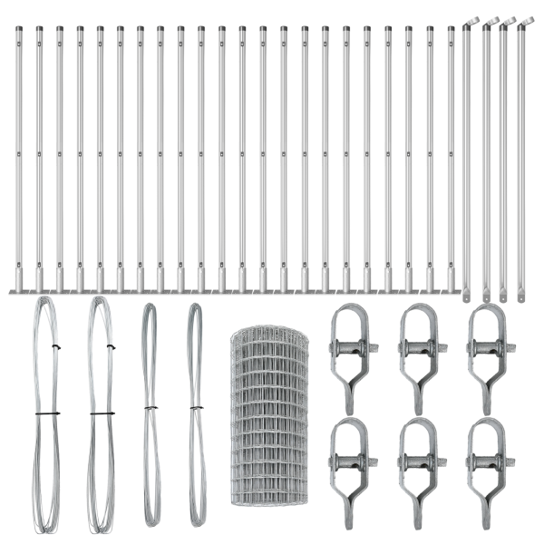 Cerca Euro  con 13 postes con brida 0.4x50 m de acero galvanizado M 4