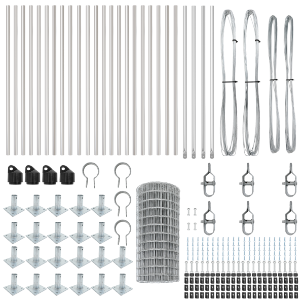 Cerca Euro  con 13 postes con brida 0.4x50 m de acero galvanizado M 5